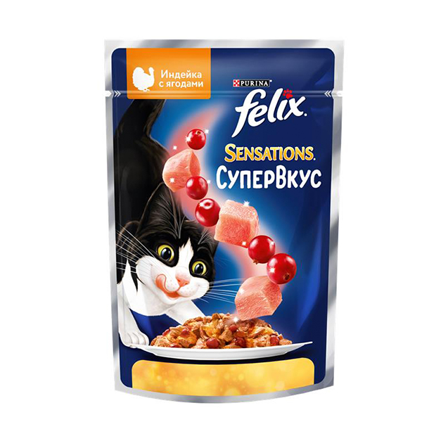 Felix® Sensations® Супервкус со вкусом индейки и ягод, в желе